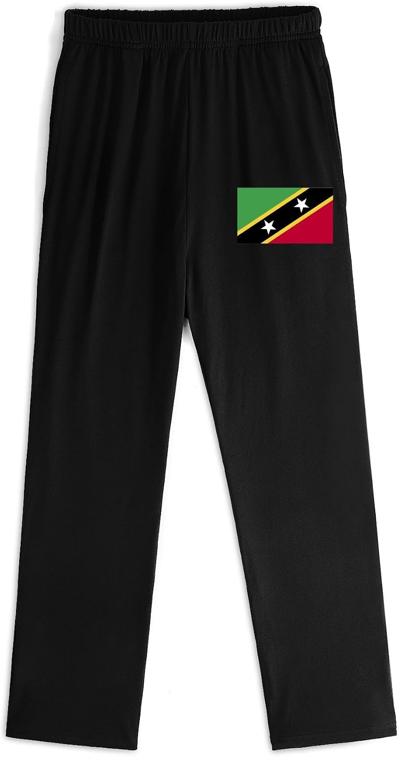 Adugen Origei Mens Homewear Saint Kitts And Nevis Flag Pyjamas Bottoms for Men Daily Long Pants Sleepwear Pj Bottoms
