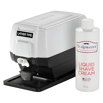 Scalpmaster Professional Hot Lather Machine with Extra Large Soap Cup, Push Button Dispensing, Quick Heating DC Motor, Non-Slip Safety Pad & 8 oz Shave Cream