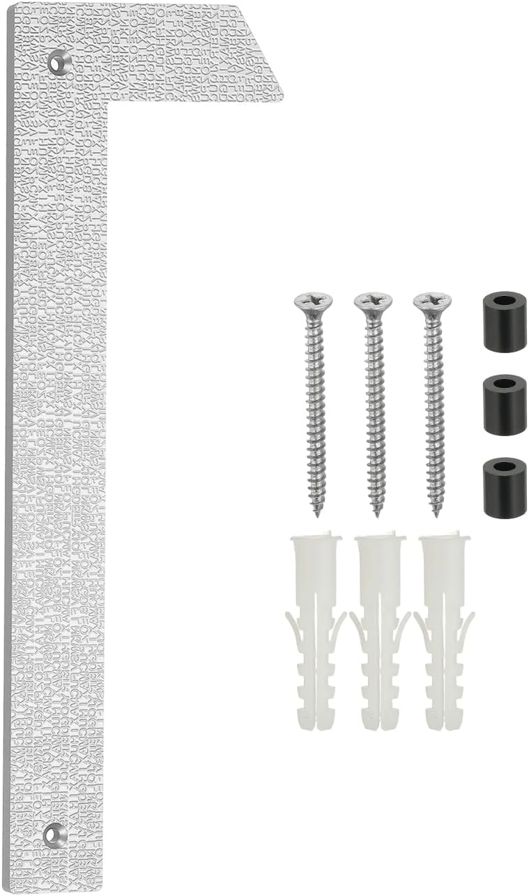 PATIKIL 12 Inch House Numbers for Outside, Number 1 ABS Plastic Texture Floating House Number Modern Mailbox Address Door Numbers with Nail Kit for Outdoor Residential Street, Silver Tone