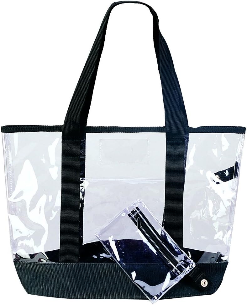 K-Cliffs Heavy Duty Clear Tote Deluxe See Through Messenger Work Bag Durable Transparent PVC Lunch Bag