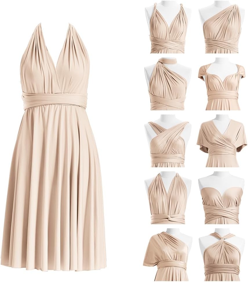 Short Infinity Bridesmaid Dresses Convertible Wrap Midi Multiway Dress