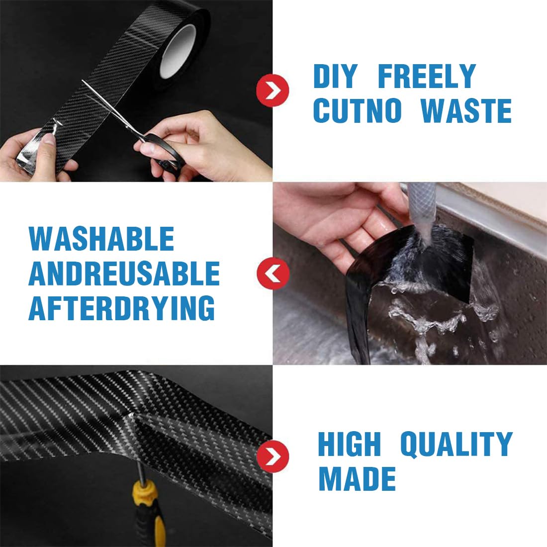 Nastro Adesivo In Carbonio - 5 Metri, Autoadesivo Per Auto, Moto, Protezione Bordi - Foto 5