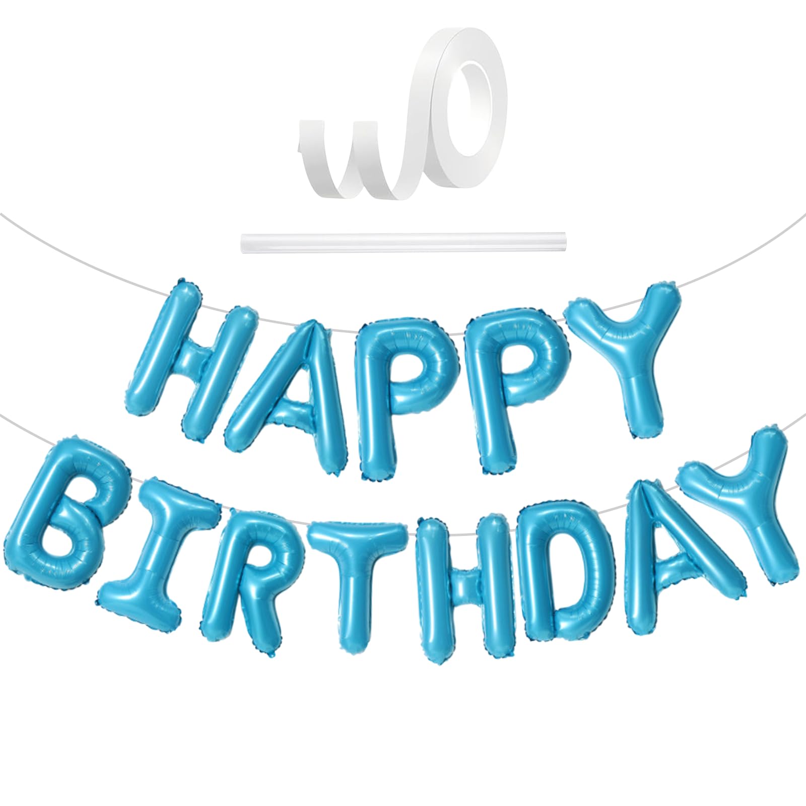 Happy Birthday Balloons Banner Blue, 16 Inch Happy Birthday Letter Balloons, Blue Foil Balloon Banner Decorations, Party Supplies Decorations For Kids Girls Boys & Adults Men Women