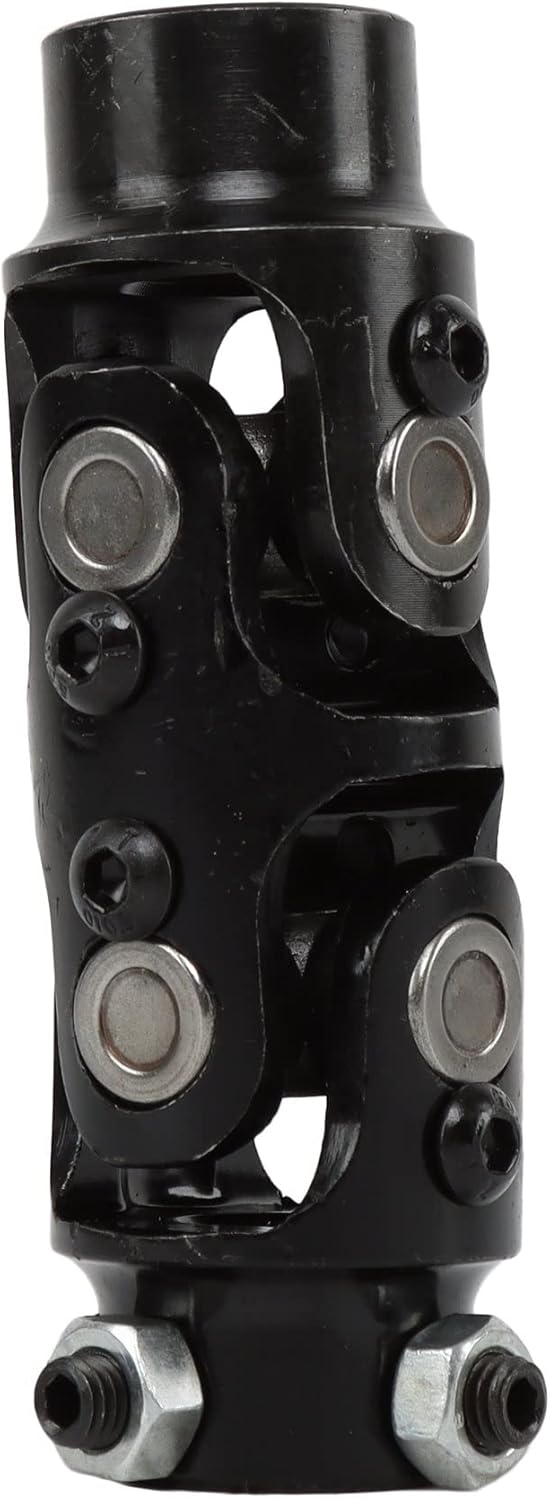 Black 3/4" DD x 3/4" Round Coated Double Steering U-Joint Coupler Fits FWD, RWD