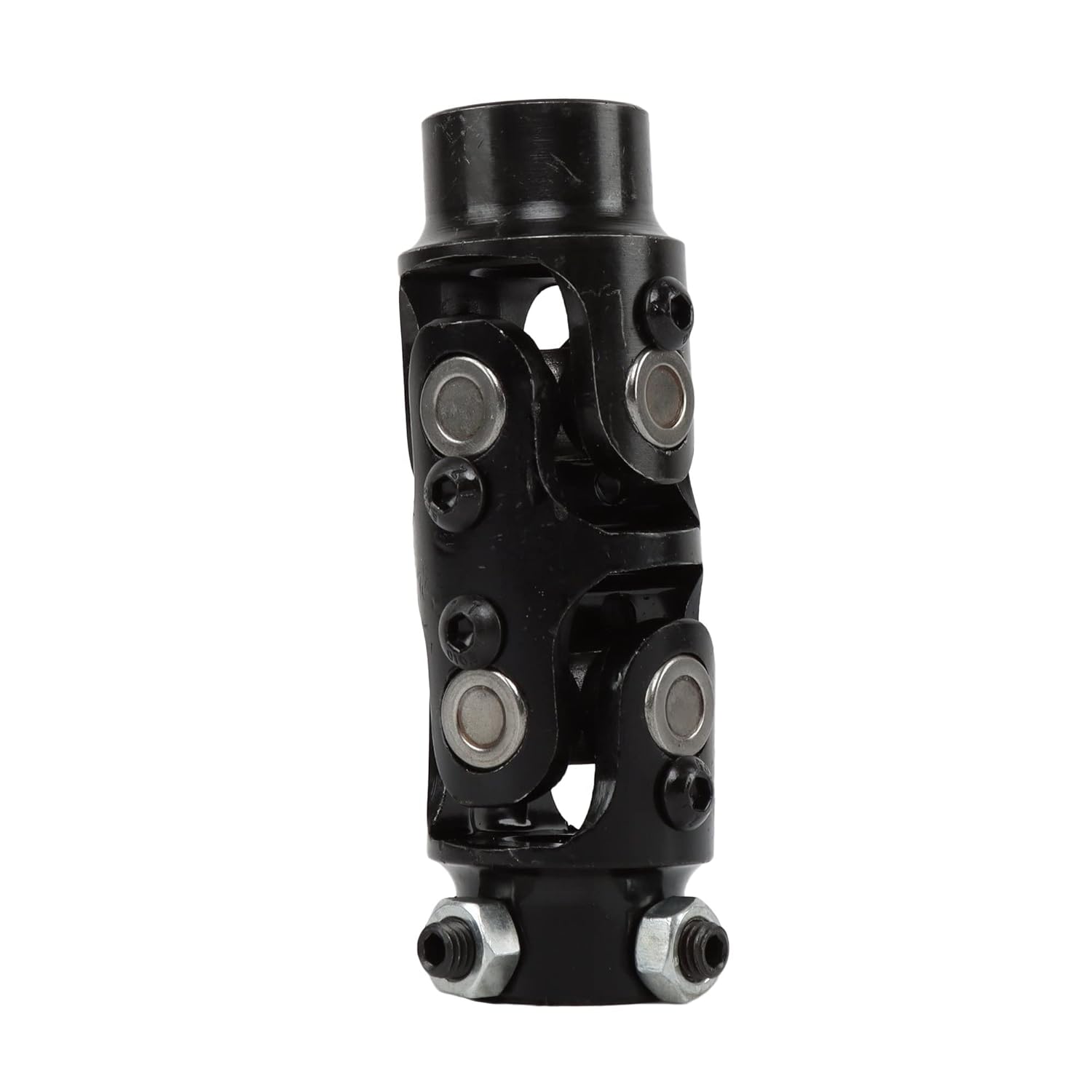 Partsflow 3/4" DD x 3/4" Round Black Polished Stainless Steel Coated Double Steering U Joint Coupler