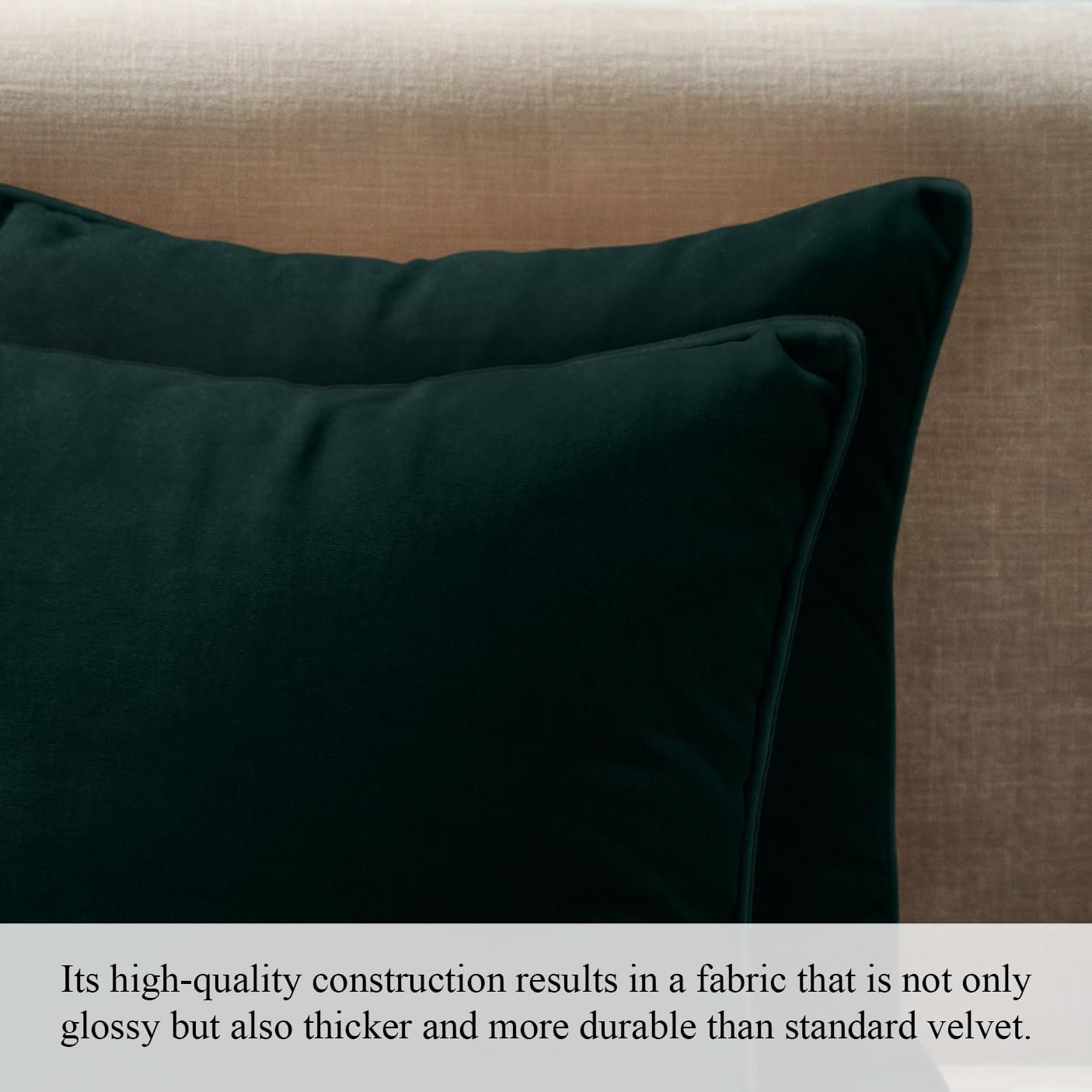 A1HC Set of 2 Luxurious Fine Soft Velvet Throw Pillow Covers Only, for Sofas, Beds, Vibrant Colors and Hidden Zipper. Enhance Your Living Space with Decorative Couch Pillow 18"x18", Green