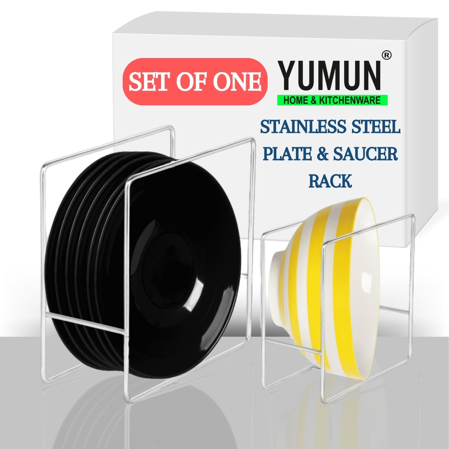 YUMUN Stainless Steel Square Plate Rack Set – 2-Piece Organizer (1 Large & 1 Small) for Kitchen, Dish Lids, Bowls, Plates,Tiered Shelf for Cabinet, Counter, Cupboard–Ultimate Kitchen Storage Solution (B09NWD81Y2) Amazon Price History, Amazon Price Tracker