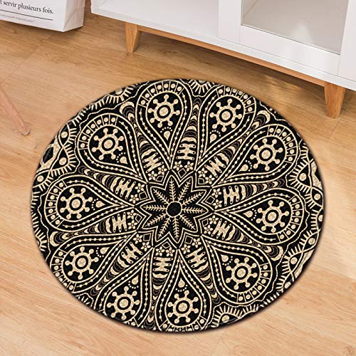 Tapis Rond De Style Ethnique, Coussin De Chaise D'Ordinateur Universel Quatre Saisons, Tapis De Sol De Chaise De Bureau, Paillasson Et Tapis De Sol, Lavable Cover