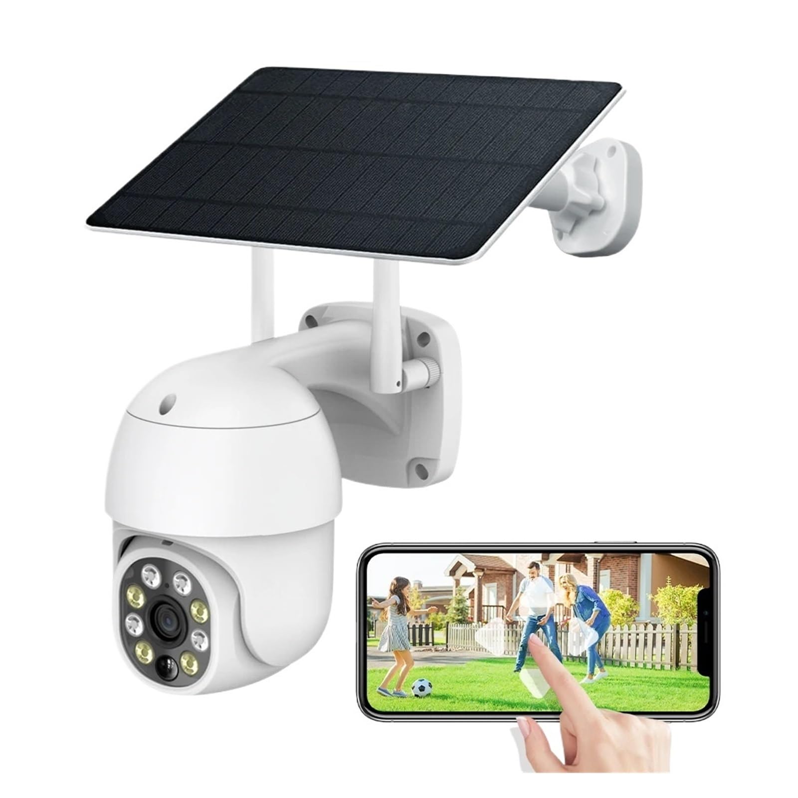 JVDDI Motion Auto Tracking Battery Solar 3MP Outdoor WiFi PTZ Security Surveillance PIR Motion Detection Camera(Camera 128G)