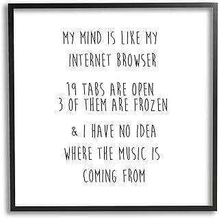 Stupell Industries My Mind Is Like Internet Browser Witty Phrase, Design by J. Weiss