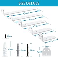 WELDUN Fali Polctartó 20 cm, 2 db, 70 kg Terhelhetőség, Fehér Konzol 5