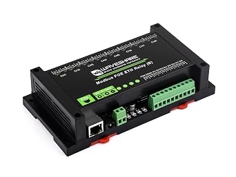 Waveshare 8-Ch Ethernet Relay Module B With Digital Input, Modbus RTU/Modbus TCP Protocol, PoE Port Communication, With Various Isolation And Protection Circuits, Industrial Grade Rail-Mount Case