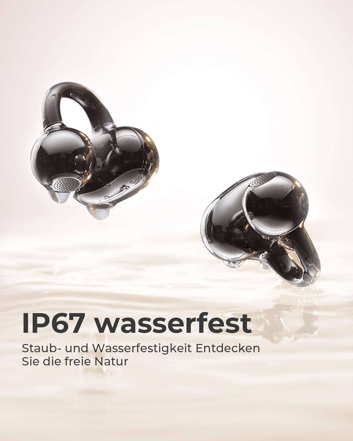 SANAG Open Ear Kopfhörer, Clip on Kopfhörer, Bluetooth 6.0, 42H Spielzeit, IP67 Wasserdicht, ENC Geräuschunterdrückung für Anrufe, Sicherer Halt für Laufen, Radfahren & Wandern