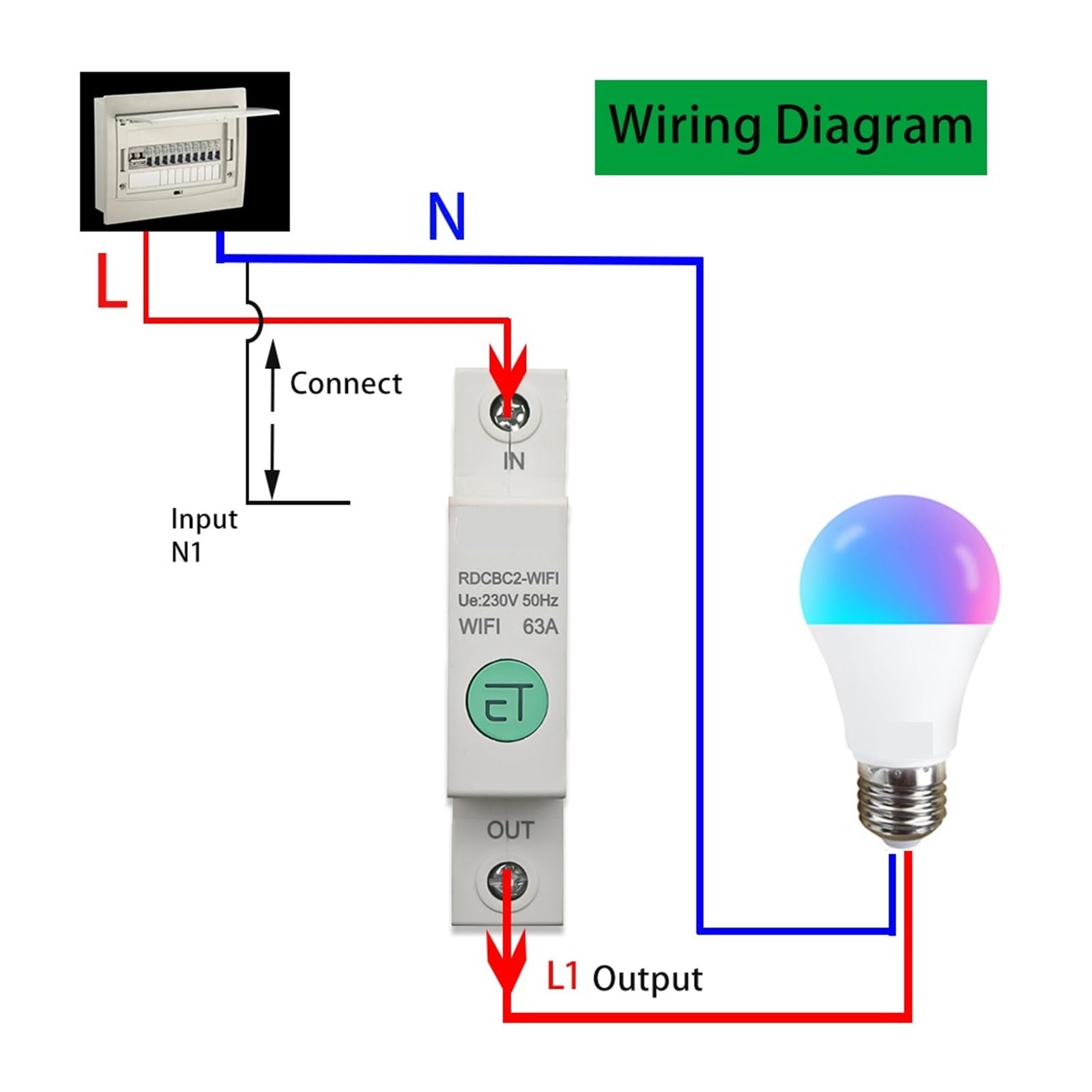 Interruptor Automático, Medidor de energía inteligente con carril Din 1P, consumo de energía, medidor de KWh, interruptor de circuito, voltímetro de relé for hogar inteligente (16a)