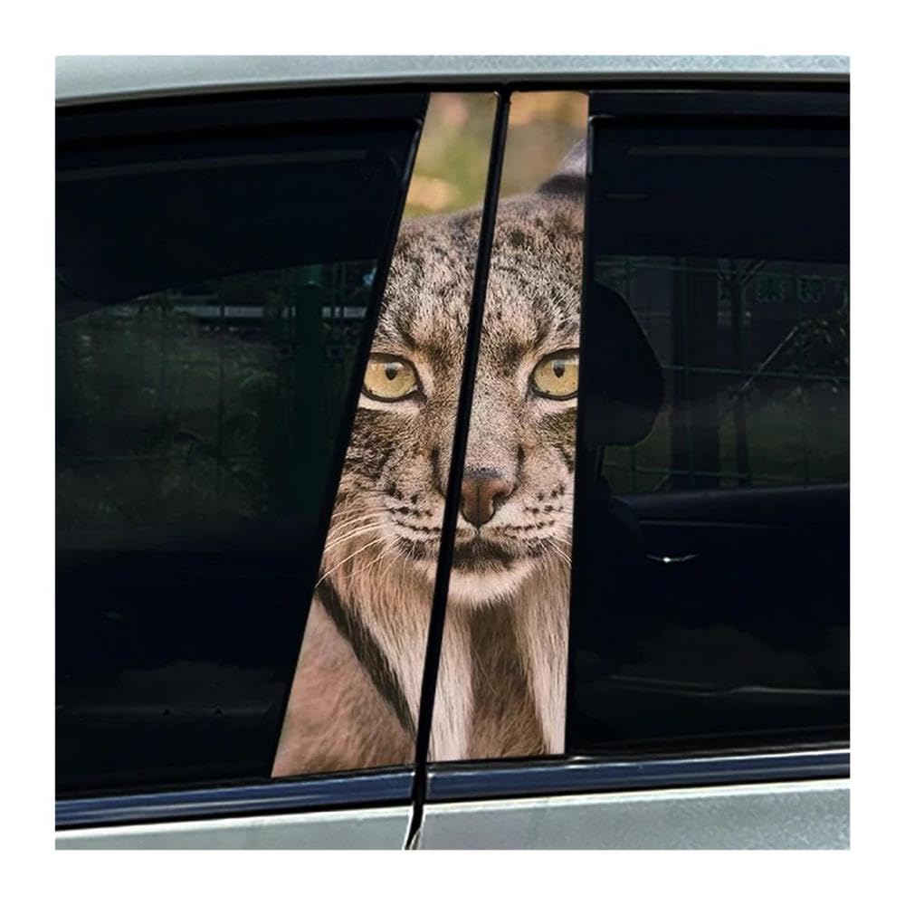 Body Parts 2pcs Auto B-Pillar Stickers Lynx Cat Car Center Column Decoration Cover Scratches Waterproof Decals(F)
