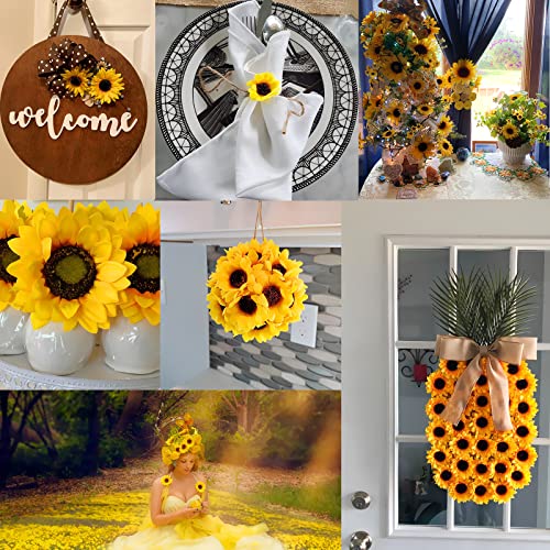 Ukeler 23Pcs Artificial Sunflower Heads 10.5'' 7'' 3.5'' Multi-Sized Floral Photography Props Yellow Sunflower Artificial Flowers For Baby Shower Christmas Tree Wedding Birthday Party Decoration #TOP3