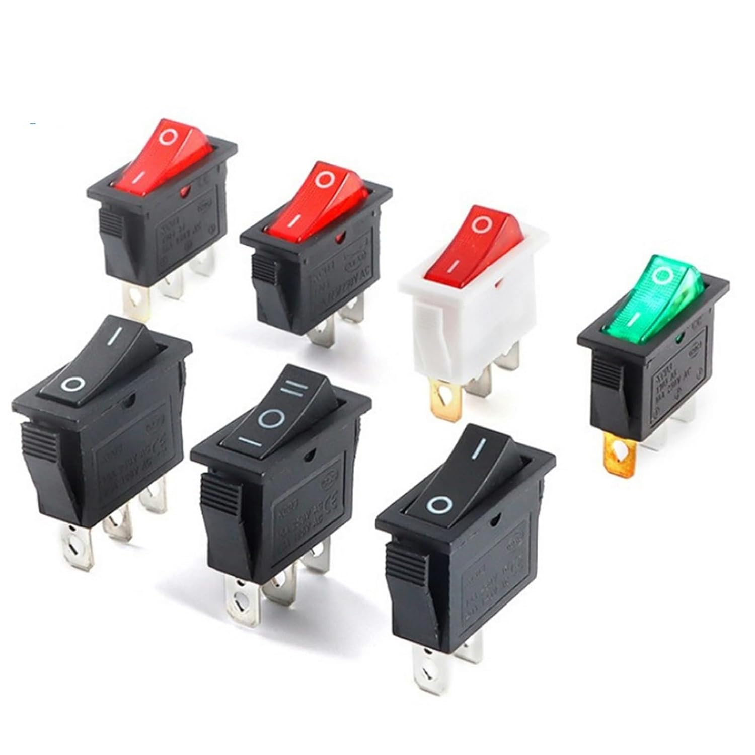 1pc KCD3 Series Short Type Rocker Toggle Switch ON-Off/ON-Off-ON Plastic Rocker Switch with LED Illuminate 3-Pin(ON-Off Yellow LED)