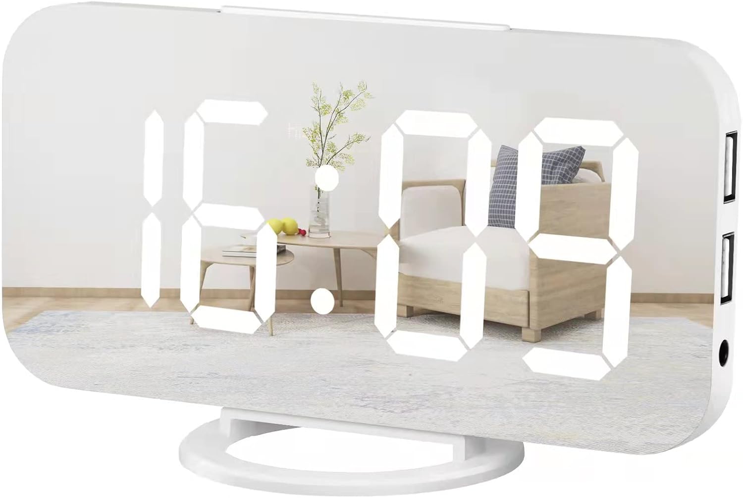 WulaWindy Digital Alarm Clock, Large Mirrored LED Display