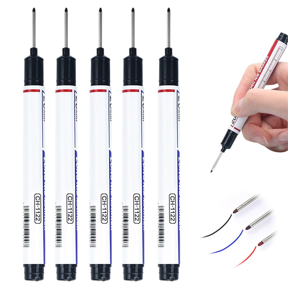 Upgrade Long Head Deep Hole Marker Pens 20mm Quick-dry Waterproof Long Nib Permanent Markers Construction Marking Tool Carpenter
