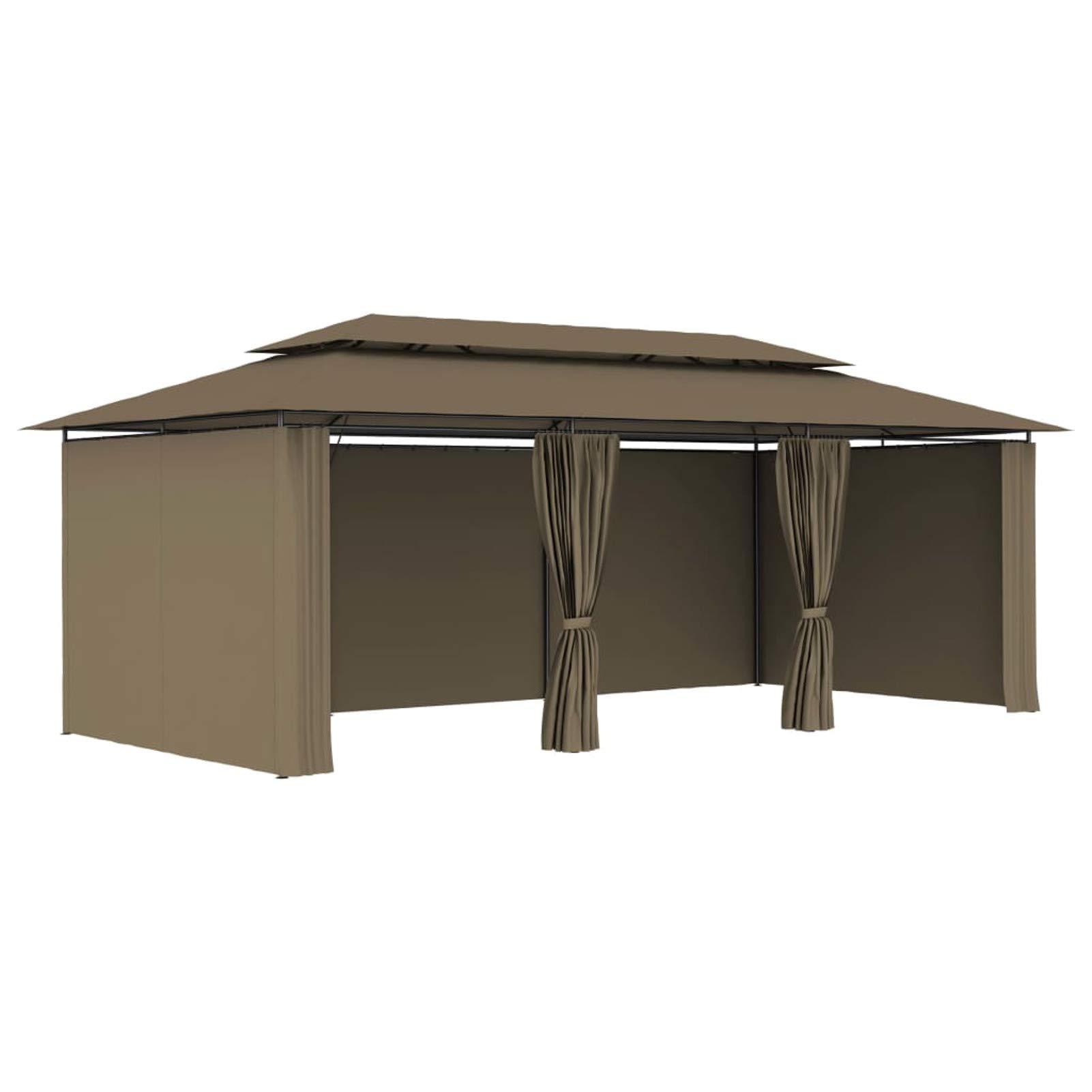 Pawilon z zasłonami, pawilon kempingowy, pawilon ogrodowy, 600 x 298 x 270 cm, kolor taupe, 180 g/m²