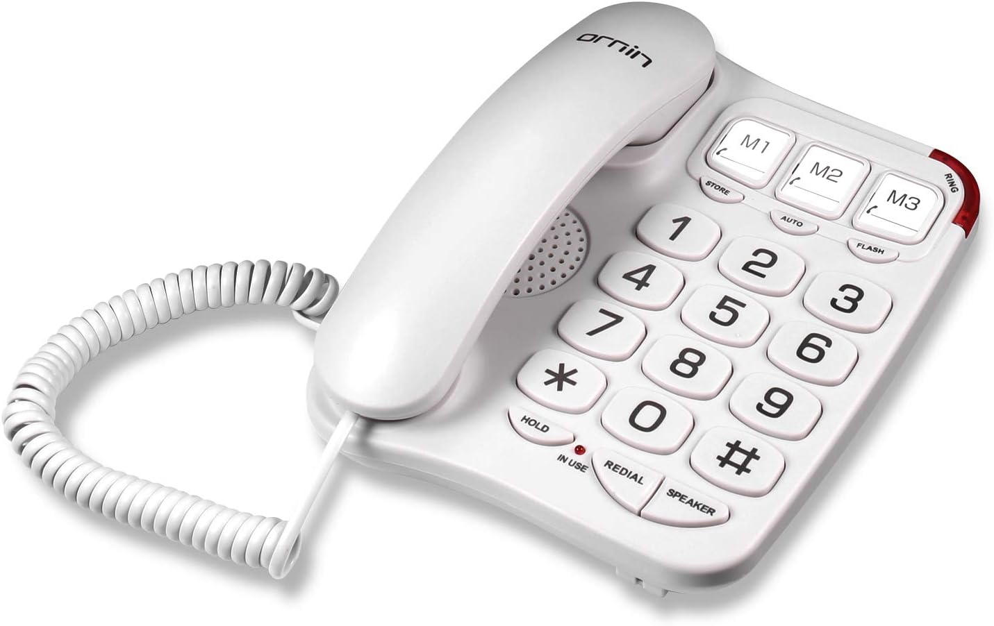 Ornin S016+ Big Button Corded Telephone with Speaker, Desk Phone Only (Off-White)