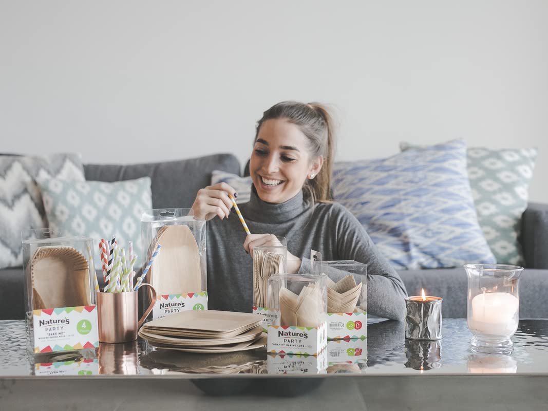 PACKNWOOD 210CHP19EMB-straws drinking green - green and white straws-wrapped green striped straws- biodegradable green stripe straws(0.4 inches)