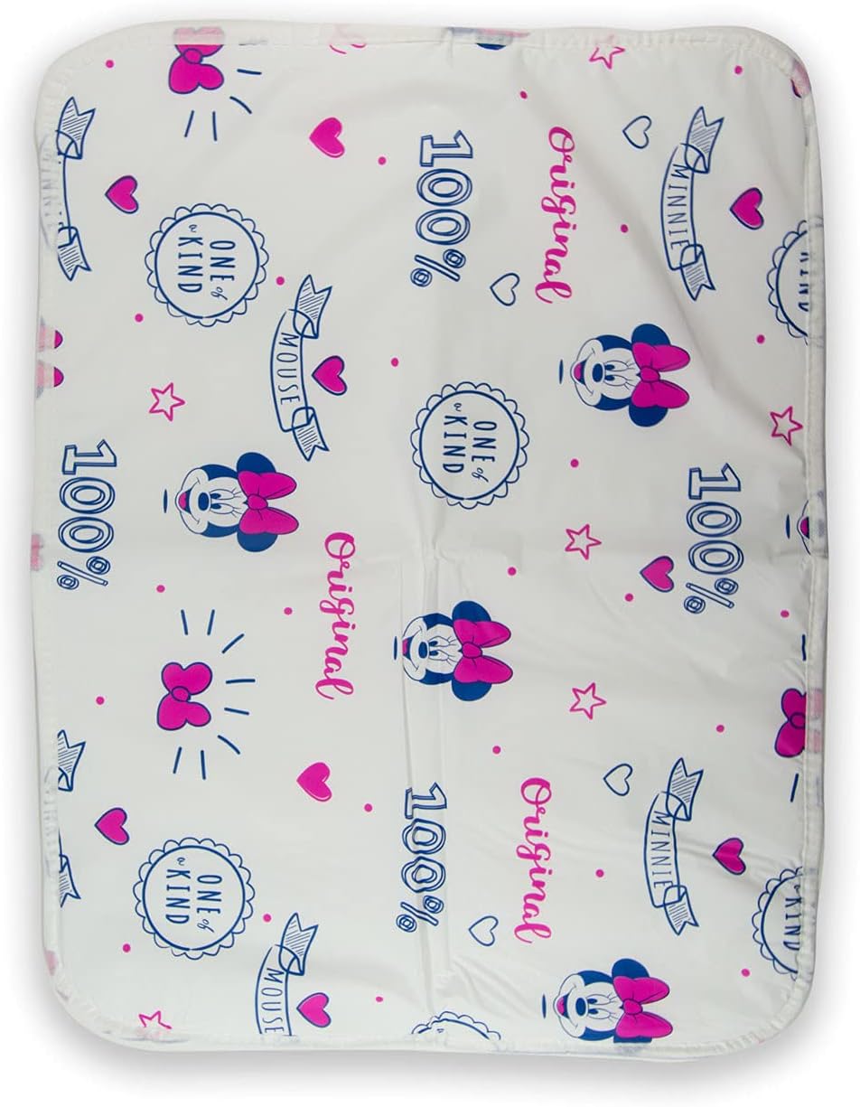 Minnie Mouse 100% Waterproof Baby Diaper Changing Pad Toddler & Baby Reusable Waterproof Baby Diaper Changing Mat for Home or for Travel 47 x 64 cm, Soft & Secure & White., Multicolor
