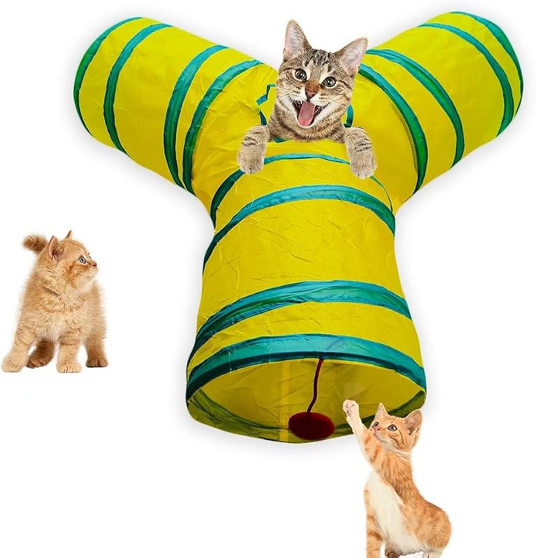 Túnel para Gatos Dobrável com 3 Vias e Bola para Brincar Deofun MSD001