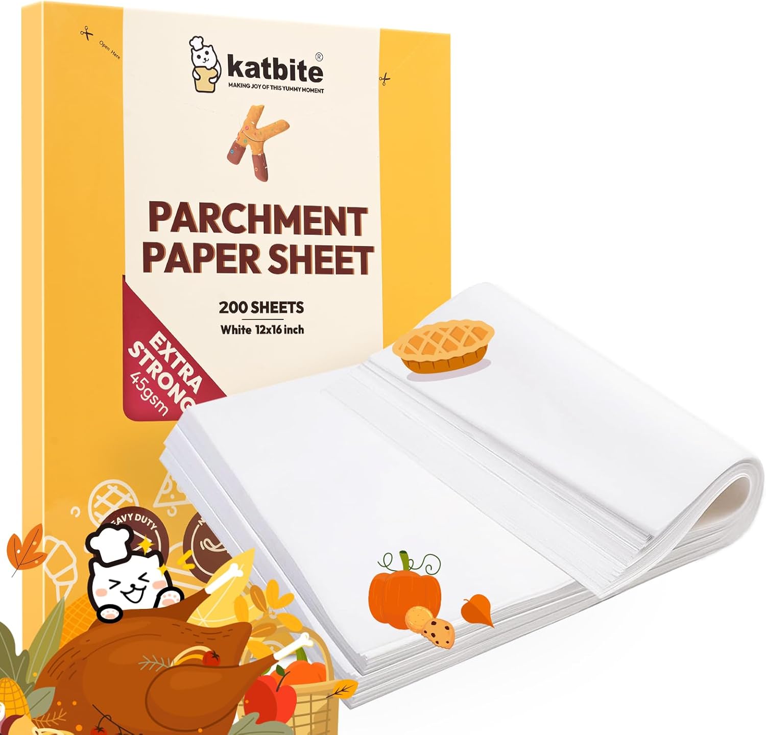 Katbite 220 Pcs Parchment Paper Sheets Balanced Series 12x16 Inches & Katbite 200PCS 12x16 In Heavy Duty Flat Parchment Paper Advanced Series