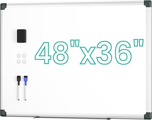 VUSIGN Pizarra magnética de borrado en seco para pared, 48 x 36 pulgadas para oficina, clase, hogar, pizarra blanca colgante con 1 borrador de