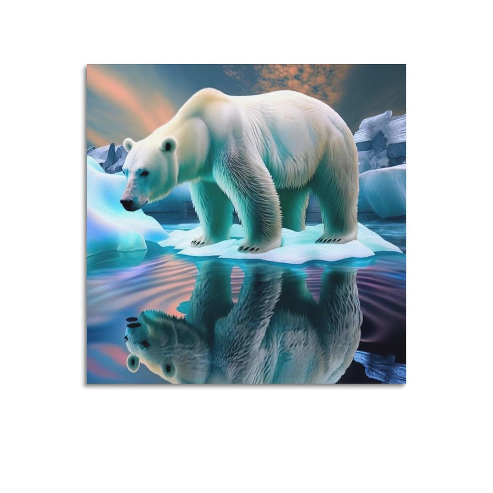 WZKTCL Animal Poster Polar Bear Afterglow Poster Decorative Painting Canvas Wall Posters And Art Picture Print Modern Family Bedroom Decor Posters 28x28inch(70x70cm)