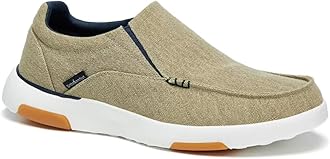 Men's Slip On Loafers Arch Support Boat Shoes for Extra Cushioning and Pain Relief Canvas Leisure Vintage Flat Walking W1-denim