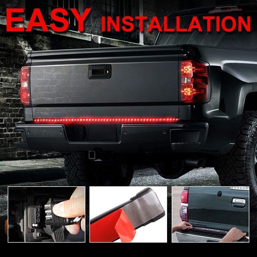 Truck Tailgate Light Strip 60", 624 LED Strip with Red Brake White Reverse Sequential Amber Turning Signals Strobe Lights Full Function Truck Tail Light for Trucks Pickup Trailer SUV (60 Inch)