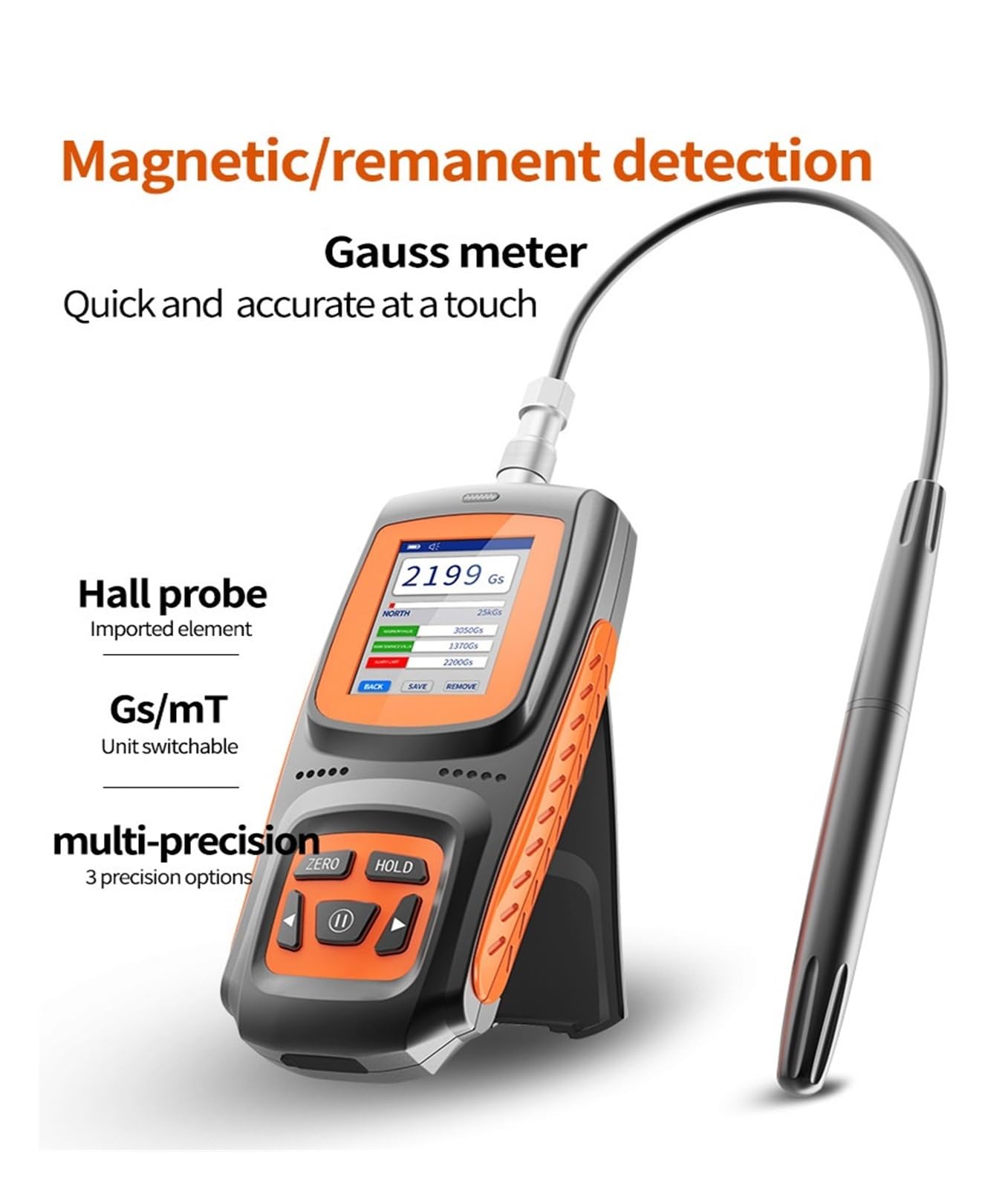 Medidor De Campo Electromagnético EMF Detector Gauss para Inspección Industrial(Class 2 (accuracy ±2%))