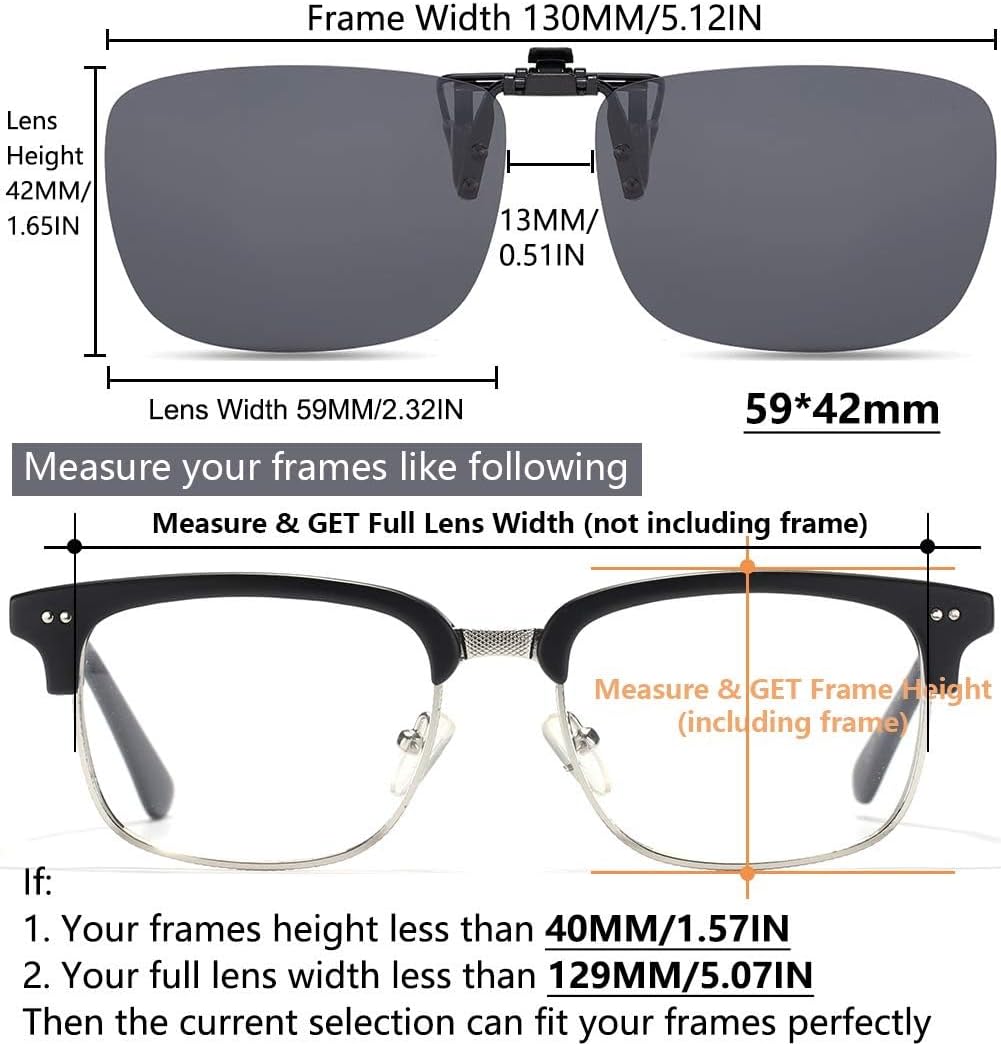 CAXMAN Polarized Clip On Sunglasses Over Prescription Glasses for Men Women UV Protection - Image 3