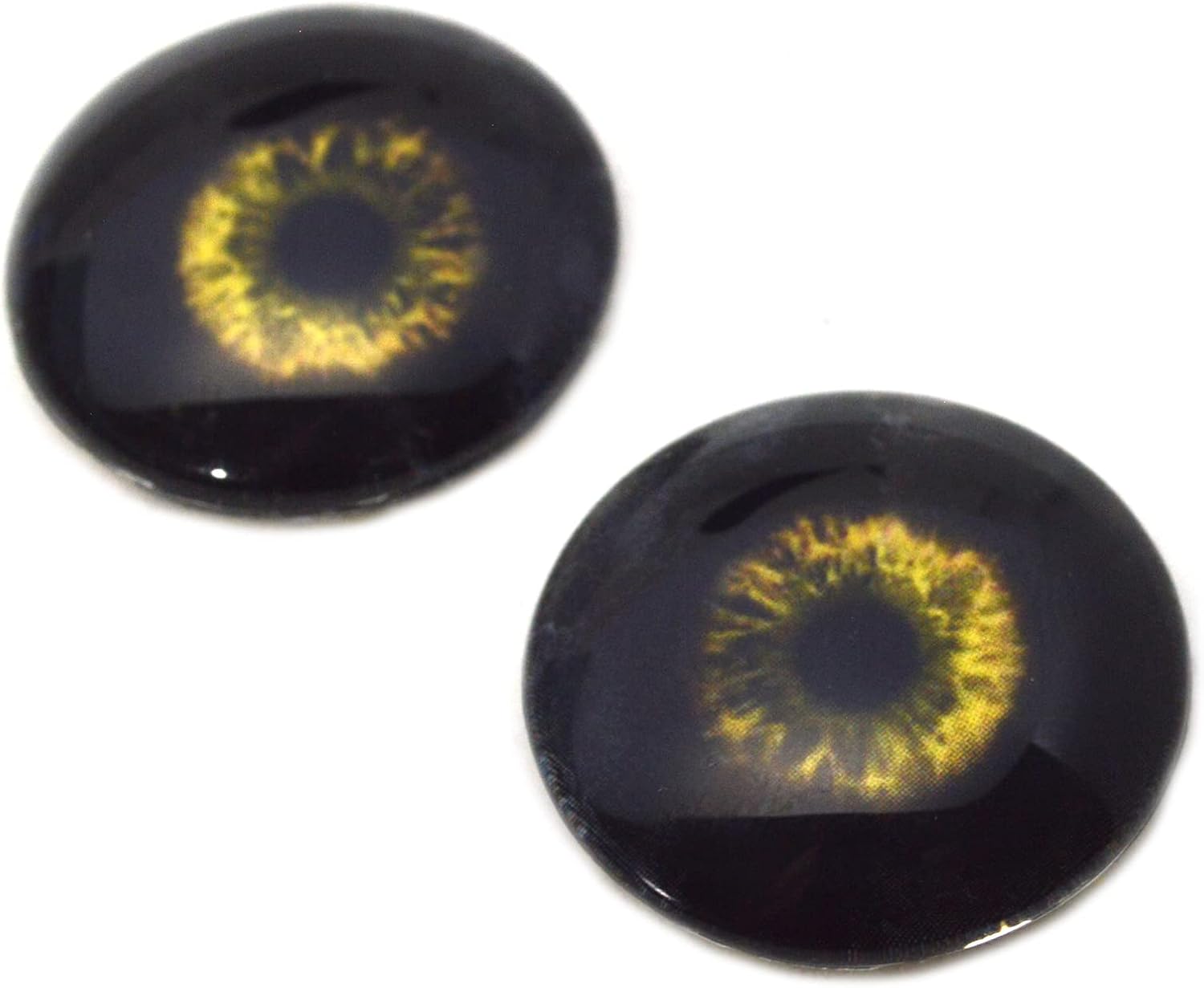 Megan's Beaded Designs Black and Yellow Scary Zombie Monster Horror Glass Eyes 6mm to 60mm Creepy Halloween Eye Prop Jewelry Making Art Doll Parts Sculpture Craft (60mm)