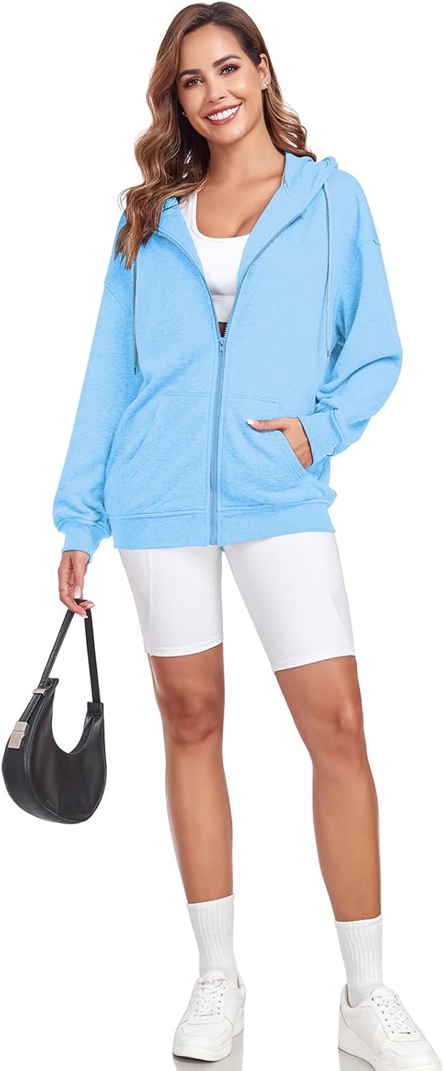 Womens Zip Up Hoodies Casual Long Sleeve Oversized Sweatshirts Y2K Fall Fashion Jackets with Pockets - Image 4