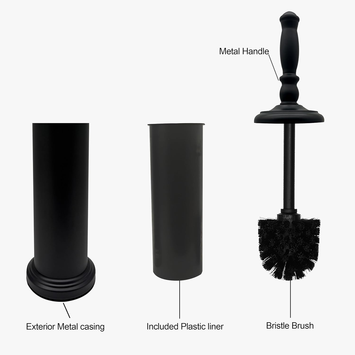Metal Toilet Bowl Brush with Holder Premium Bathroom Cleaning Set Rustproof Hygienic Durable Elegant Finish