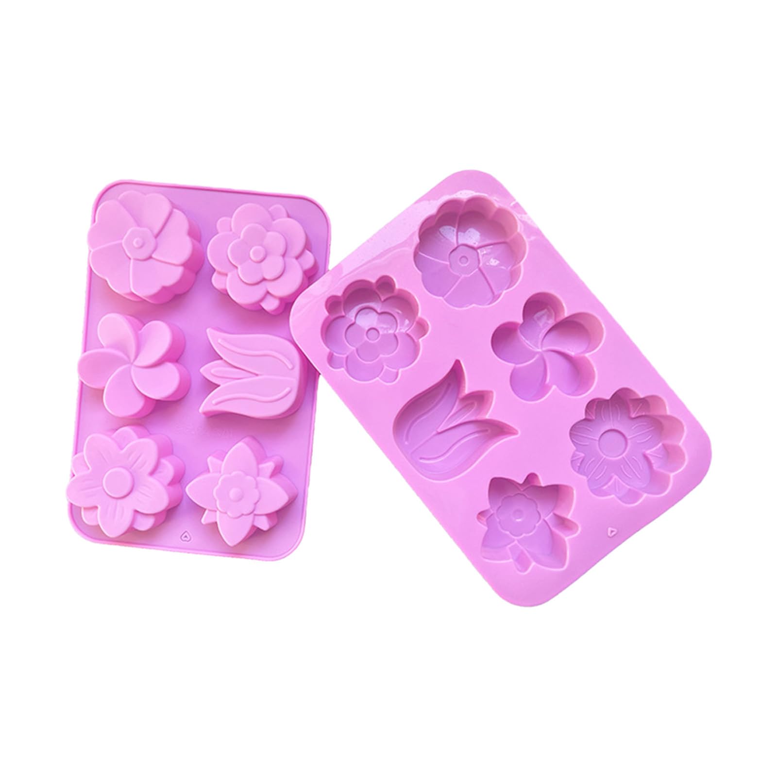 LUCKGONI 6 Cavity Silicone Flower Baking Nonstick Easy Releases For Cakes Cupcakes Dessert Soap Making