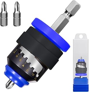 Drywall Screw Setter,Upgrade 7-Level Adjustable Depth,with 2 Replacement Drywall Bits & Magnetic Holder, Converts Drills to Screw Guns, Compatible with Electric/Impact Drills, for Drywall/Deck/Plywood