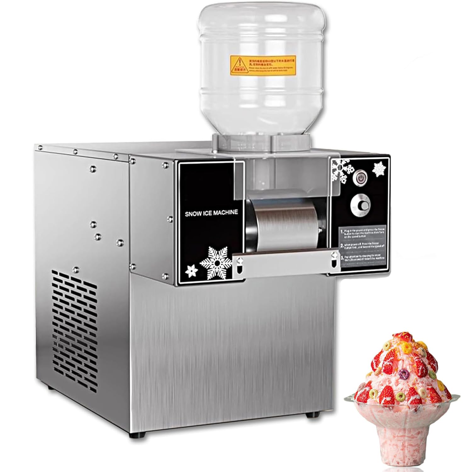 Kommerzielle Schneeflockeneismaschine, Kleiner Schneekegel-Slushie-Maker, Schneeflockeneis-Rasierer, Eisproduktion 132LBS/24H, Einstellbare Geschwindigkeit, Für Restaurant, Supermarkt, Café
