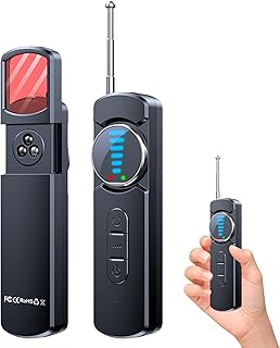 Hidden Camera Detector, AI Anti Spy Bug Detector with RF Signal Scanner, WiFi Finder, GPS Tracker Detector, Listening Device Finder, 6-in-1 Portable for Travel Hotel Bathroom Car Office (Black)