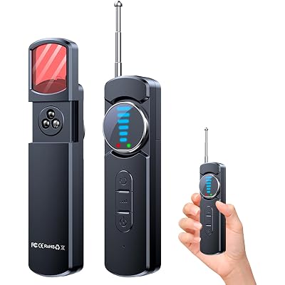 Hidden Camera Detector, AI Anti Spy Bug Detector with RF Signal Scanner, WiFi Finder, GPS Tracker Detector, Listening Device Finder, 6-in-1 Portable for Travel Hotel Bathroom Car Office (Black)