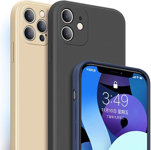 Miniatura 3 de ZEZHOU Funda compatible con iPhone 12 con protector de lente de cámara, funda de goma de gel de silicona líquida, funda delgada para iPhone 12 de