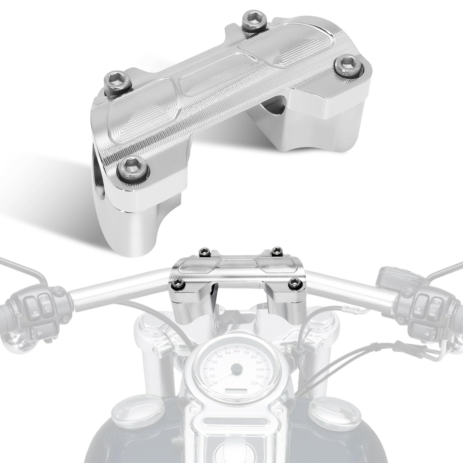 Chrome 1.5'' Tall Handlebar Risers 1.25" Bar Bottom Mount for Harley