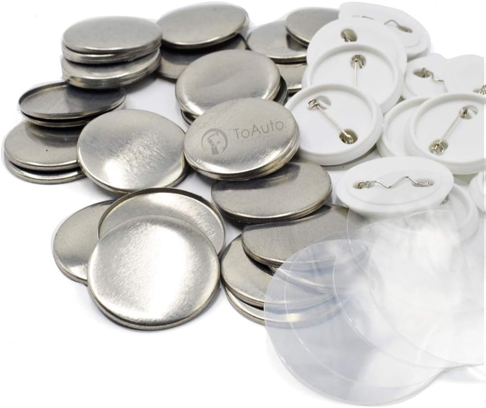 100 Sets Pin Back Button Parts for Badge Maker Machine Button Made DIY Crafts and Children's Craft Activities (50mm 2 inch)