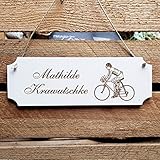 Schild « Radsport » Türschild mit persönlicher Wunschgravur und Motiv - Größe ca. 20 x 6,7 x 0,5 cm - Shabby Dekoration Namensschild Name - Sport Fahrrad Fahrradfahrer Rennrad