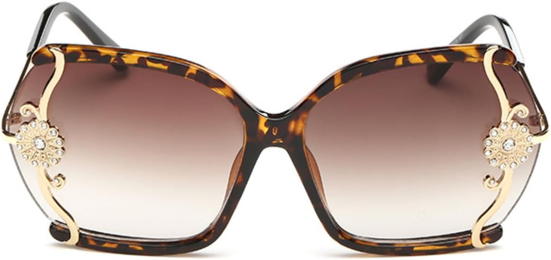 Vintage Embedded Crystal Camellia Oversized Frame Women Sunglasse C2