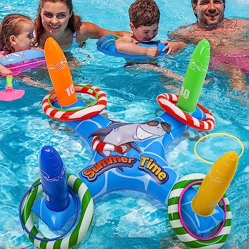 Pool Toys Games For Kids And Adults, Swimming Water Fun Floats Pool Accessories Inflatable Ring Toss For Boys And Girls, Upgrade To 2 Style Colorful Rings #TOP2