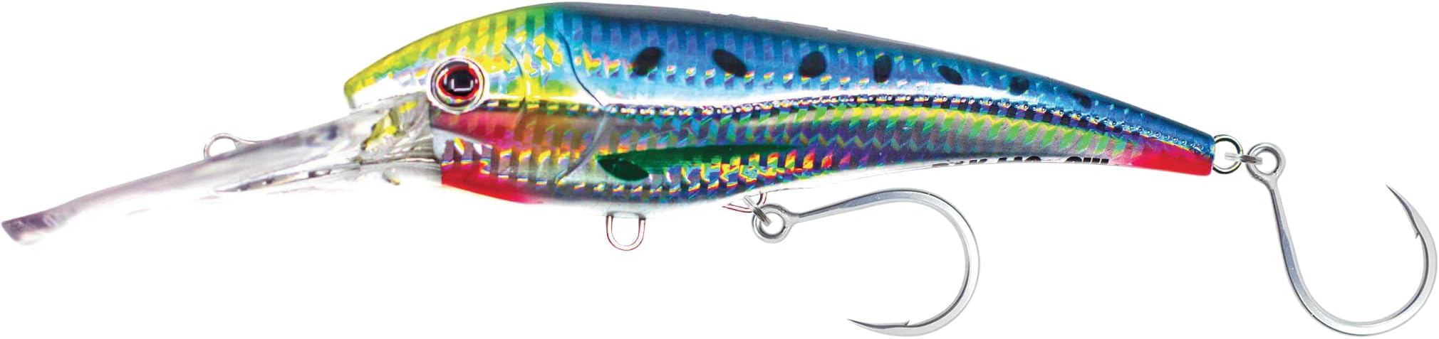 Nomad Design DTX Minnow 200 with Patented Autotune System - Distressed Baitfish Swimming Action, BKK Diablo 5X Singles 11/0 Hooks, 200 SNK 8, 40ft, Sardine
